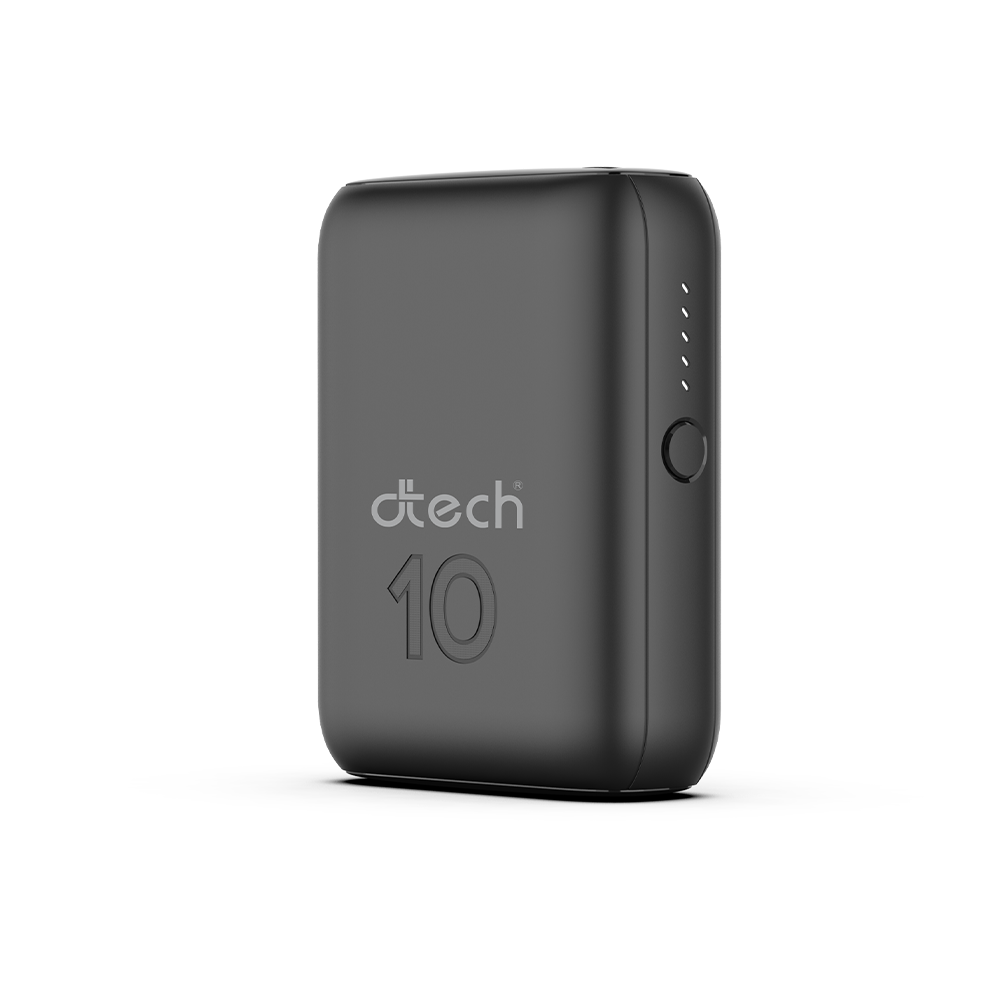 Power Bank Mini D-TECH DP1 10000mAh Fast Charge USB-A USB-C Noir